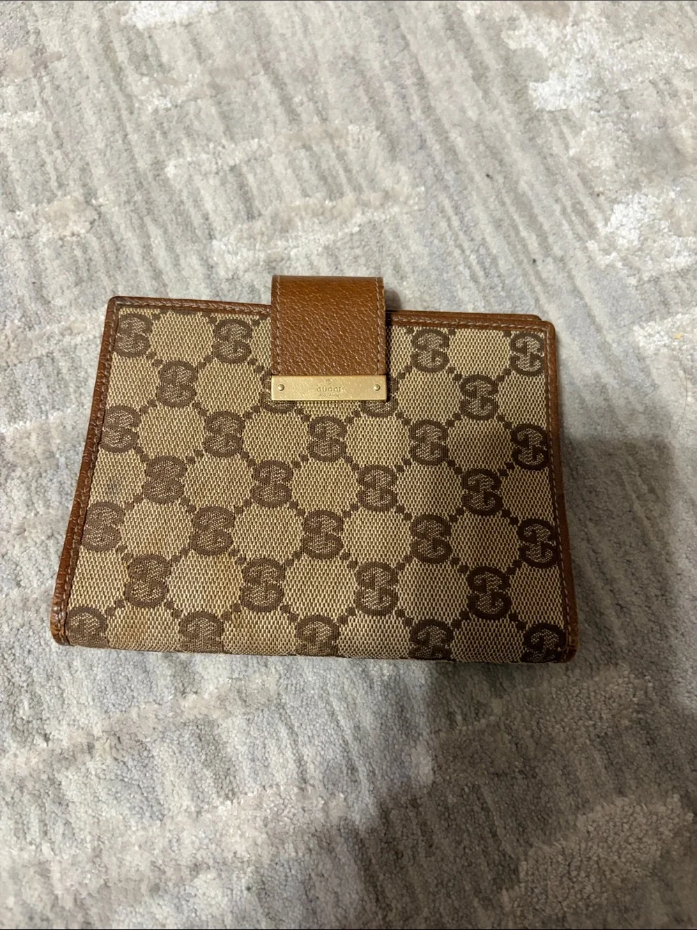 Gucci Tan and Brown GG Canvas Bi-Fold note holder